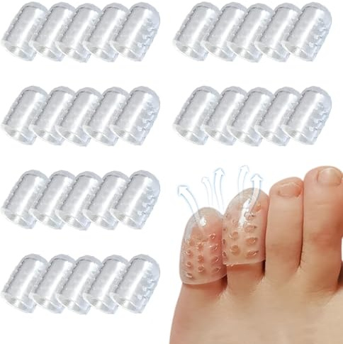 Silicone Anti-Friction Toe Protector, 30 Pcs Gel Toe Protectors Breathable Toe Covers, Soft Clear Little Toe Protectors Caps Guards for Men Women, Toe Sleeves for Corns, Blisters and Pain Relief