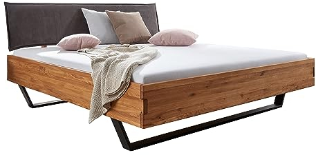 möbelando Bett >BE-0573< in braun aus Wildeiche massiv geölt - 205x95x213cm (BxHxT)