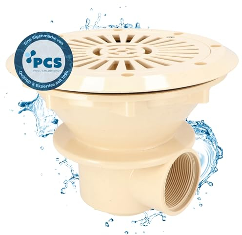 Duraol ABS Bodenablauf mit Deckel I Pool Hauptablauf inkl. Flansch, Dichtungen & Schrauben I Wasserablauf für alle Pools I Gesamtdurchmesser von 230 mm I Hochwertiges Pool Zubehör in Sand