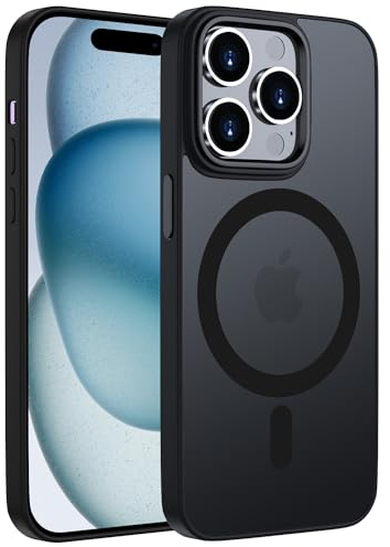 ORDA Magnetisch Hülle für iPhone 15 Pro 6,1 Zoll Kompatibel mit MagSafe,für iPhone 15 Pro Case Durchscheinende Matt Handyhülle für iPhone 15 Pro Rückseite Dünn Stoßfest Schutzhülle Schwarz
