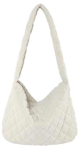Makukke Cord Umhängetasche Damen Groß Shopper Tasche Schultertaschen Crossbody Bag für Arbeit Büro Reisen Einkaufen Schule,Beige Tasche