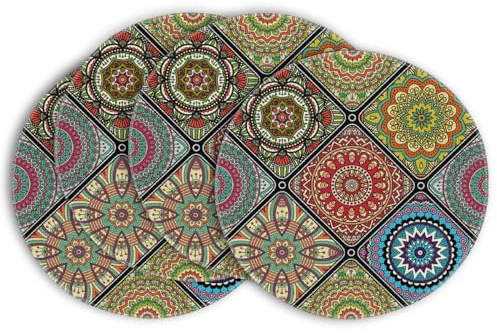 Artoid Mode Boho Vintage Geometrie Marokkanische Bunt 4er Set Platzsets, 37cm Küche Tisch Dekoration Drinnen Urlaub Party Dekor