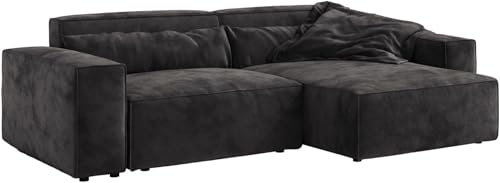 DELIFE Eckcouch Sirpio Mikrofaser Schwarz 230x155 cm Recamiere variabel