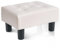 BRIAN & DANY Small Foot Stool, Faux Leather Footstool with Legs, Footstools for Living Room, Ottoman Footrest Extra Seating for Entryway, White