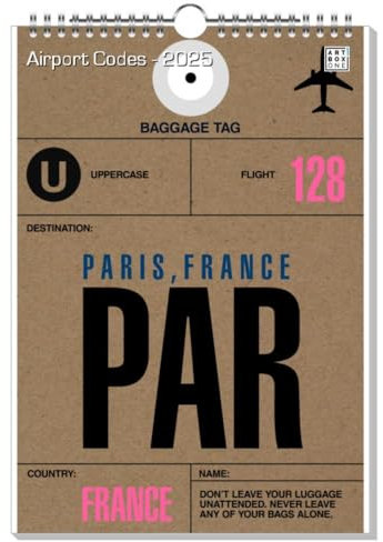 artboxONE Kalender 2026 Airport Codes Wandkalender A4 2026 Reise