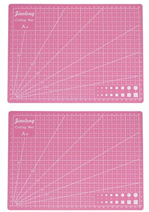 sourcing map 2pcs A4 Self-Healing Cutting Mat 12x9 Double-Sided Craft Cutting Board for DIY Art Work Sewing Cutting, Pink