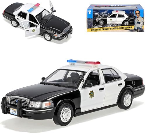 Ford Crown Victoria Police Polizei Interceptor Nevada Reno 911 Schwarz Weiss 2. Generation 1997-2011 1/24 Greenlight Modell Auto