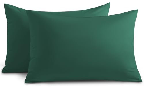 Yorkshire Bedding Emerald Pillow Cases 2 Pack 100% Soft Brushed Microfiber Pillowcases with Envelope Closure- Fade & Stain Resistant Housewife Pillow Case 50 X 75 Cm