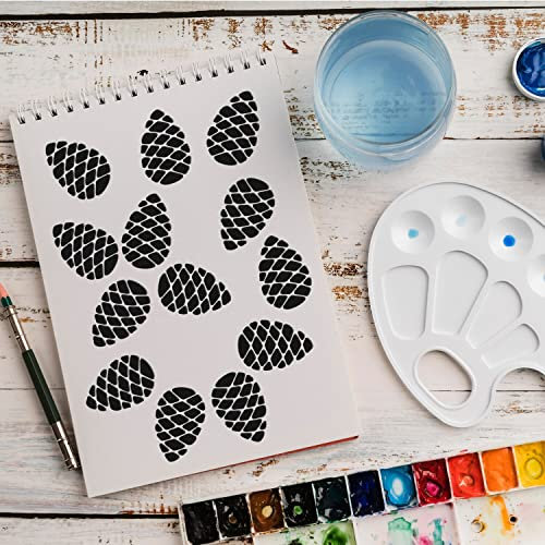 Schablone Tannenzapfen Muster v1 Design Stencil DIY Airbrush Muster Wandgestaltung Sprühschablone 15 x 21 cm
