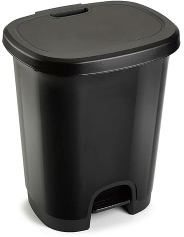 Acan Tradineur Poubelle à Pédale en Plastique Capacité 27 L 45 x 38 x 32 cm Noir