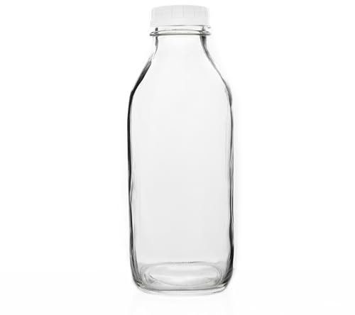 Fox Run Glass Classic Milk Bottle With Lid, 32 oz or 1 Quart Capacity