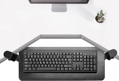 Desk Extender Corner Keyboard Tray with C Clamp Slide Out Keyboard Stand for L Shaped Desk Computer Keyboard & Mouse Tray