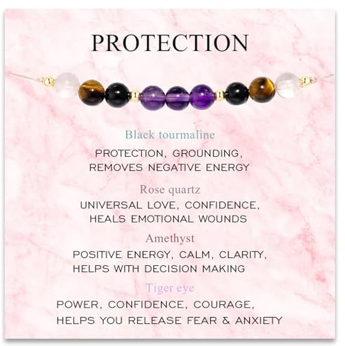 DOA Healing Crystal Gifts for Women, Adjustable Crystal Bracelets, Yoga Meditation Relax Gifts for Women Girls with Encourage Quote Card