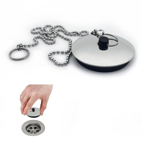 Angelkiss 57mm Gummistöpsel mit Ring für Badewanne, Küche & Waschbecken – Inkl. 65 cm Kette.