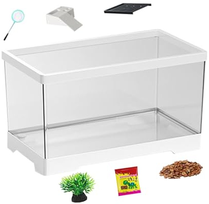 Fenayuu Wasserschildkröten Terrarium, Wasserschildkröten Aquarium Terrarium, Aquaterrarium Mit Bodenablauf Für Reptilien Amphibien Schlangen Geckos Chamäleons Frösche Schildkröten Und Fische