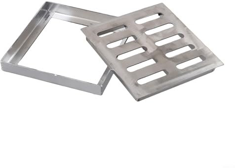 Griglia a canale per acqua piovana, griglia di scarico in acciaio inox, copertura per drenaggio esterno, per strade comunali, scuole e complessi residenziali (150 x 150 x 20 x 2 mm)