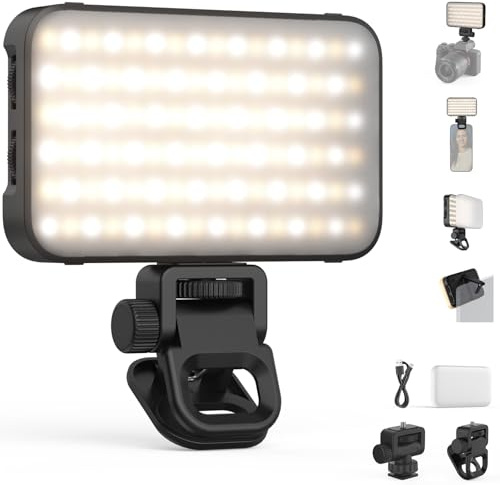NEEWER Entry Level Version Magnetisches Selfie Licht kompatibel mit iPhone, 2500-9000K CRI80 2000mAh wiederaufladbarer Kunststoffclip für Make up Streaming Laptop Computer Konferenzen Fotolicht, N15