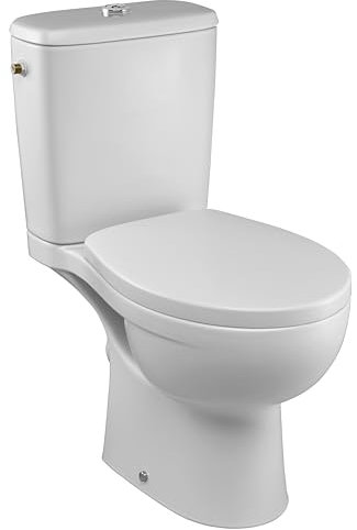 JACOB DELAFON WC completo Pack inodoro a suelo salida vertical Alimentación lateral Incluye inodoro, cisterna reversible, asiento descenso progresivo y fijaciones Doble descarga 2,6/4 l LIMA E40028-00