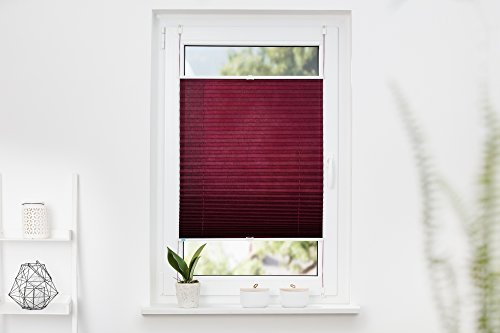 Khome Klemmfix-Plissee 130 x 130 cm (B x L) Bordeaux Lichtschutz Moderne Crushed Optik