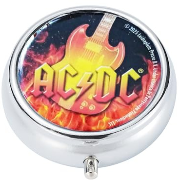 Taschen ASCHENBECHER AC/DC Ø5cm mit Deckel Ablagefläche aus Metall rund mini Reiseaschenbecher Taschenaschenbecher Reise Outdoor 4-Varianten 81 (Gitarre)