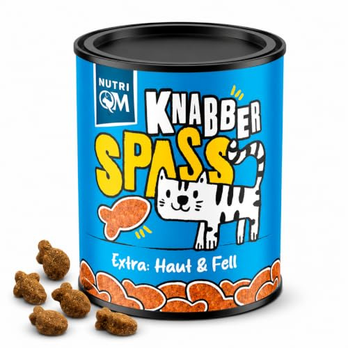 NutriQM® Knabberspaß Haut & Fell Katzensnack – 50g Knusprige Katzen Leckerlies mit Omega-Fettsäuren & Zinkchelat – Unterstützung für glänzendes Fell & gesunde Haut – Katzen Snacks mit Geflügel
