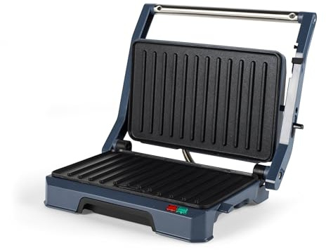 Progress Mellow Health Grill, 180°-Öffnung, 850 W | Antihaftplatten, 23 x 14,5 cm Grillfläche, flach aufklappbar, integrierte Fettauffangschale, Betriebs-/Bereitschaftsanzeige
