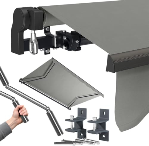 STEELSØN Kestria Gelenkarmmarkise 300x250 cm, Grau, für Balkon, mit Kurbel | Markise für Dachterrasse/Garten, Außenrollo aus Kunststoffgewebe, Sonnenmarkise mit Wandhalterung, blickdicht & wetterfest