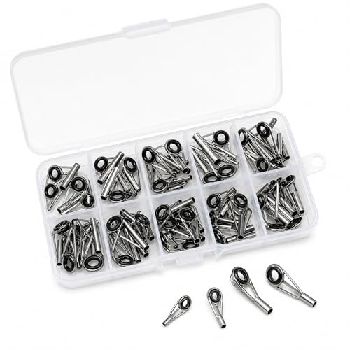 Fresilkora 40 Stück Rutenringe Reparatur Set, Edelstahl Keramik Spitzenringe für Angelrute, 10 Größen 1.6–3.5 mm, Angelruten Spitzen Reparatur Zubehör für Süßwasser Salzwasser in Aufbewahrungsbox
