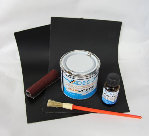 YACHTICON Schlauchboot Reparaturset schwarz Profi Neopren für Gummiboot 2-Komponenten Reparatur Set für Neopren hypalon Synotex mit: Flicken Kleber Härter Rauhpapier Pinsel Schutz Handschuh - Black