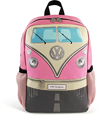 BRISA VW Collection - Mochila de senderismo infantil Volkswagen T1 Camper Bus (15L/Pequeña/Frente del Bus/Rosa) ucsia