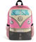 BRISA VW Collection - Volkswagen Kleiner Wander-Rucksack-Tages-Uni-Rucksack im T1 Bulli Bus Design (15l/Klein/Bus Front/Rosa)