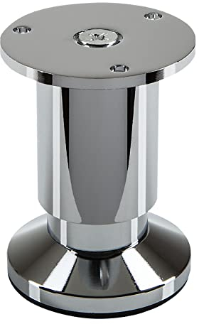 SOTECH Möbelfuß Terra Höhe 80 mm Chrom poliert Schrankbein höhenverstellbar bis max. 15 mm, belastbar bis 250 kg