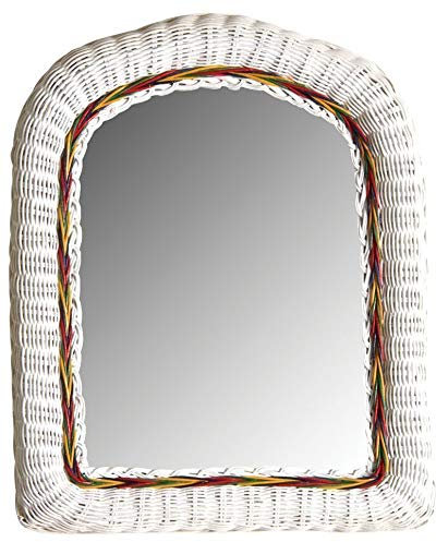 AUBRY GASPARD Miroir en moelle de rotin laqué Blanc