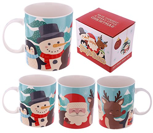 Puckator Weihnachtstasse, Porzellan, Tasse, Trinkbecher, 300 ml, Weihnachten
