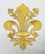 Aufnäher Bügelbild Aufbügler Iron on Patches Applikation Wappen Königslilie Fleur de Lis 8,2 x 11cm Farbe: Lurex-Gold Vor160-1