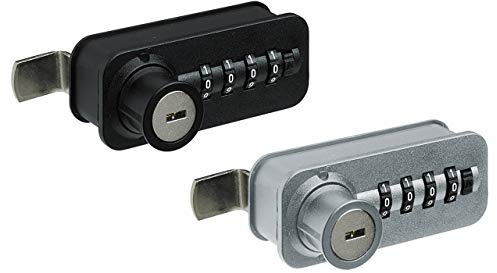 Hettich Zahlenschloss mit Riegel - Fixcode Schrankschloss fester, dauerhaft gültiger Zahlencode, rechts, Stahl/KS verchromt matt