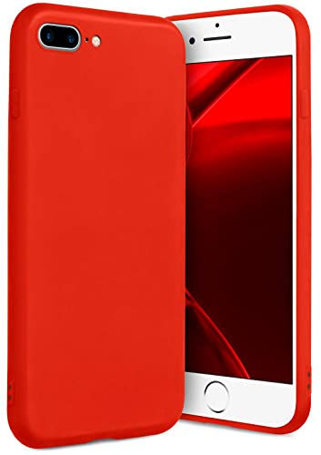 ONEFLOW SlimShield Pro für iPhone 7 Plus/iPhone 8 Plus Hülle Ultra dünn erhöhter Rand, TPU Backcover minimalistisch Handyhülle flexibel, Schutzhülle mit Kamera- und Displayschutz, Rot