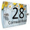 CS Printing House Number Sign Plaque Garden Glass Effect Acrylic Sign Door Plate Marble Wall Display 2 Part Branded Acrylic (Garden flowers wooden fence)