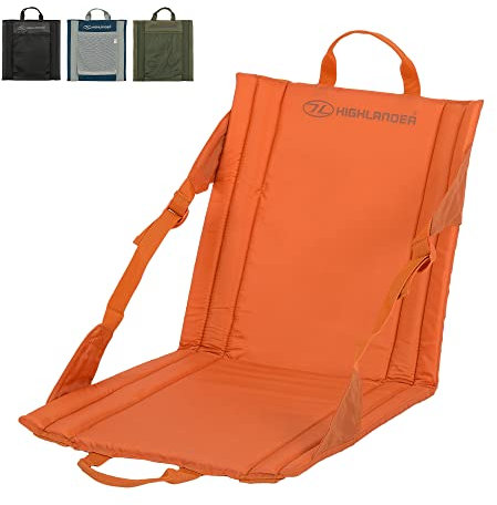 Highlander Outdoor Casual Portable Seat - Lightweight with Back Support and Pocket - Perfect for Picnic, Stadium, Beach, or Festival