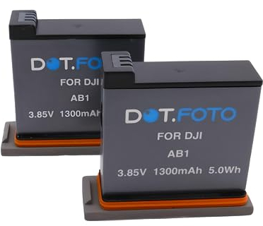 2 x Dot.Foto AB1 Premium 3.85v / 1300mAh Rechargeable Battery for DJI OSMO Action Camera (for original model that was rel. 2019)