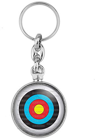 BADGMANIA Porte Clés Métal 2 faces Cible Tir a l'Arc Archerie Tireur Chasse Logo 33mm