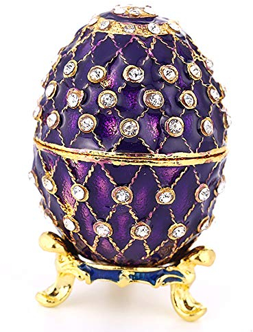 aoory Schmuckkästchen, handbemalt, Fabergé-Ei, einzigartiges Geschenk für Heimdekoration, Violett