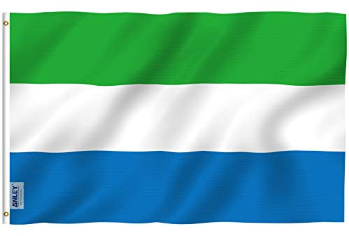 Anley Fly Breeze 3x5 pies Bandera de Sierra Leona - Color Vivo y Resistente a la decoloración UV - Encabezado de Lienzo y Doble Costura - Banderas de Sierra Leona Poliéster