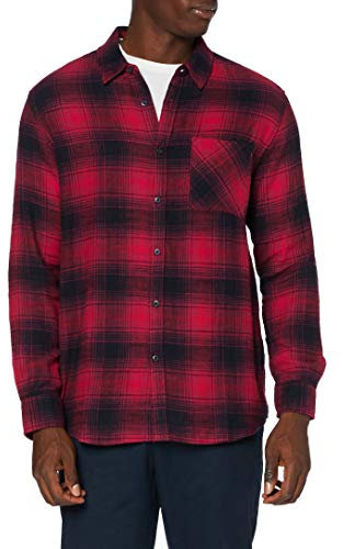 Urban Classics Oversized Checked Grunge Shirt Chemise, Noir/Rouge, M Homme