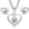 LYL.Adorer Heart Necklace Earring Set,Swarovski White Crystal,Jewellery Set Silver 925,Gift for Her
