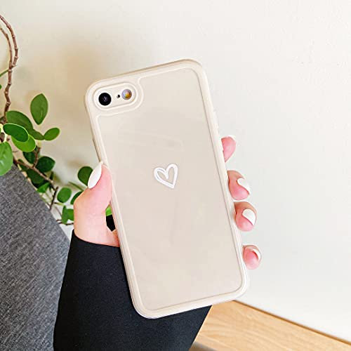 ZTOFERA TPU Case for iPhone 7/8/SE 2020/SE 2022, Glossy White Heart Pattern, Slim Lightweight Protective Bumper Cover