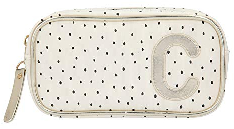 Depesche 10861-5 TOPModel - Kosmetiktasche, weiß mit dem goldenen Buchstaben C verziert, ca. 19 x 10 x 5,5 cm groß, zum Verstauen von Schmink- und Kosmetikartikeln