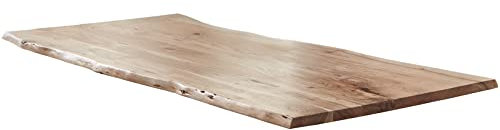 SAM Tischplatte 280x100 cm, naturfarben, Akazie massiv, 35 mm, stilvolle Baumkanten-Platte, pflegeleichtes Unikat