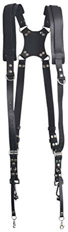 Rainbow_Road Camera Shoulder Strap for Two Cameras,Leather Retro Camera Strap , Dual Camera Shoulder Strap Harness,Camera Accessories (black)