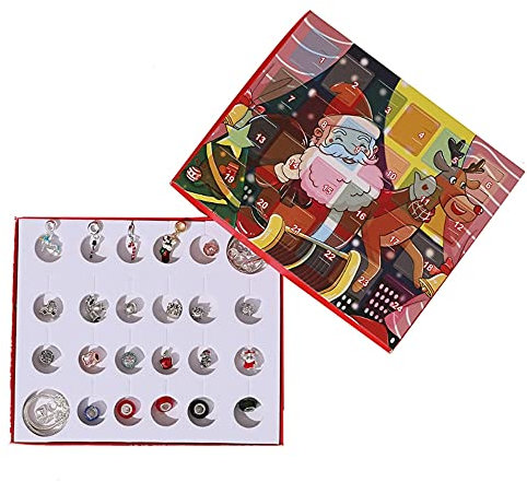 XIGAWAY Adventskalender mit Countdown-Weihnachtsmotiv, Schmuck-Geschenk-Box, DIY-Armband-Anhänger-Set.